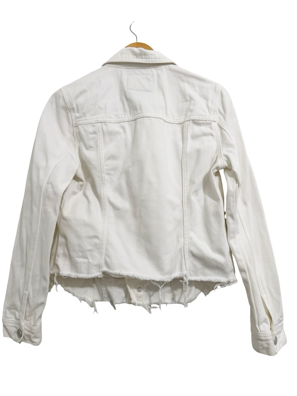 Blank NYC Frayed Hem White Denim Jean Jacket Small - Picture 2 of 12